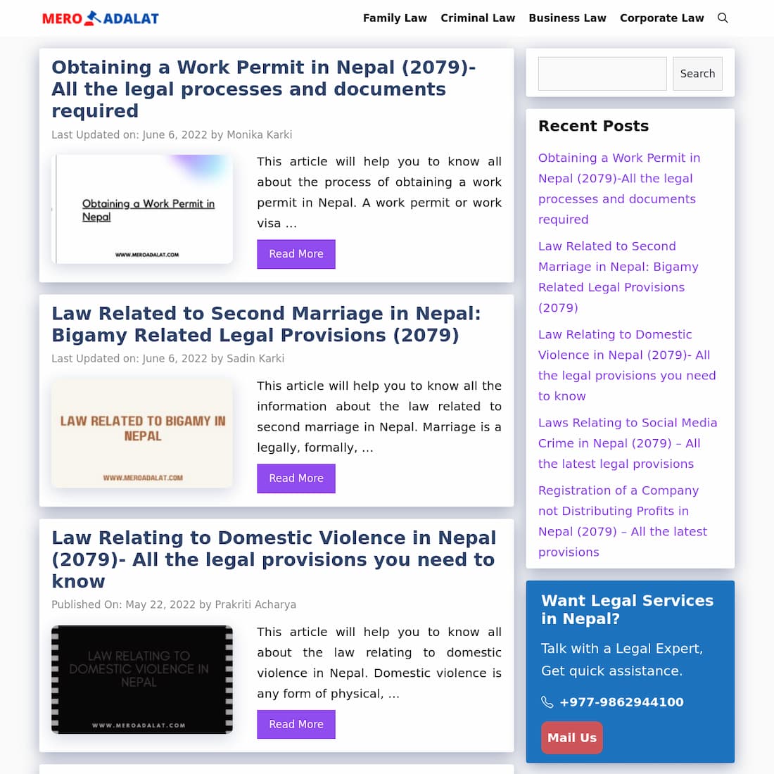 Mero Adalat - Where the Legal Mind Meets the Legal Spirit WordPress Development Kathmandu