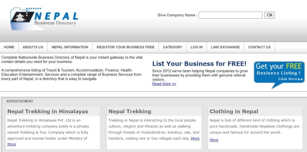 Nepal Business Directory _ Nepal Trekking & Travel, Accommodation, Finance, Heal